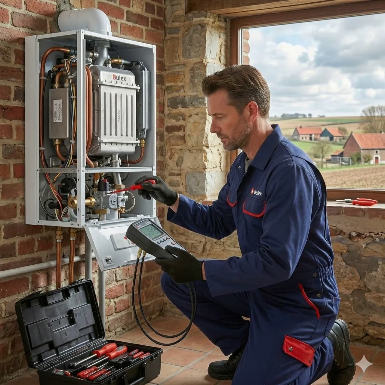 Technicien chauffagiste en intervention dans le Hainaut